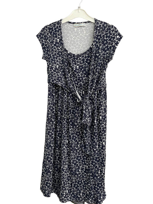 Preloved Jojo Maman Bebe - Navy White Floral Wrap Maternity And Nursing Short-sleeved Dress (X Small) - Dress
