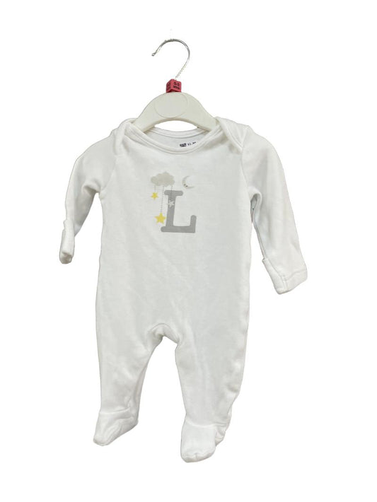 Preloved George - White L Sleepsuit Onesie, 6 Lb, 2.7 Kg (0-3m)
