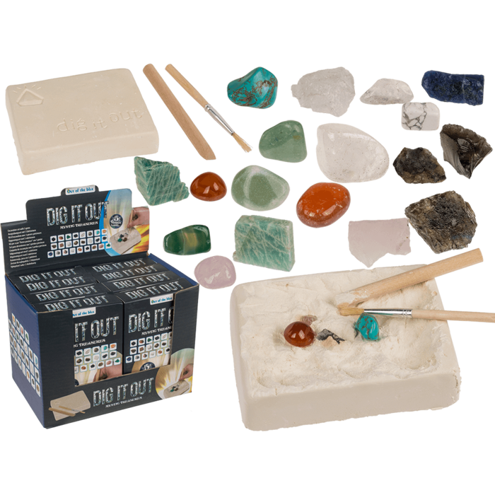 Excavation set with 5 gems,
