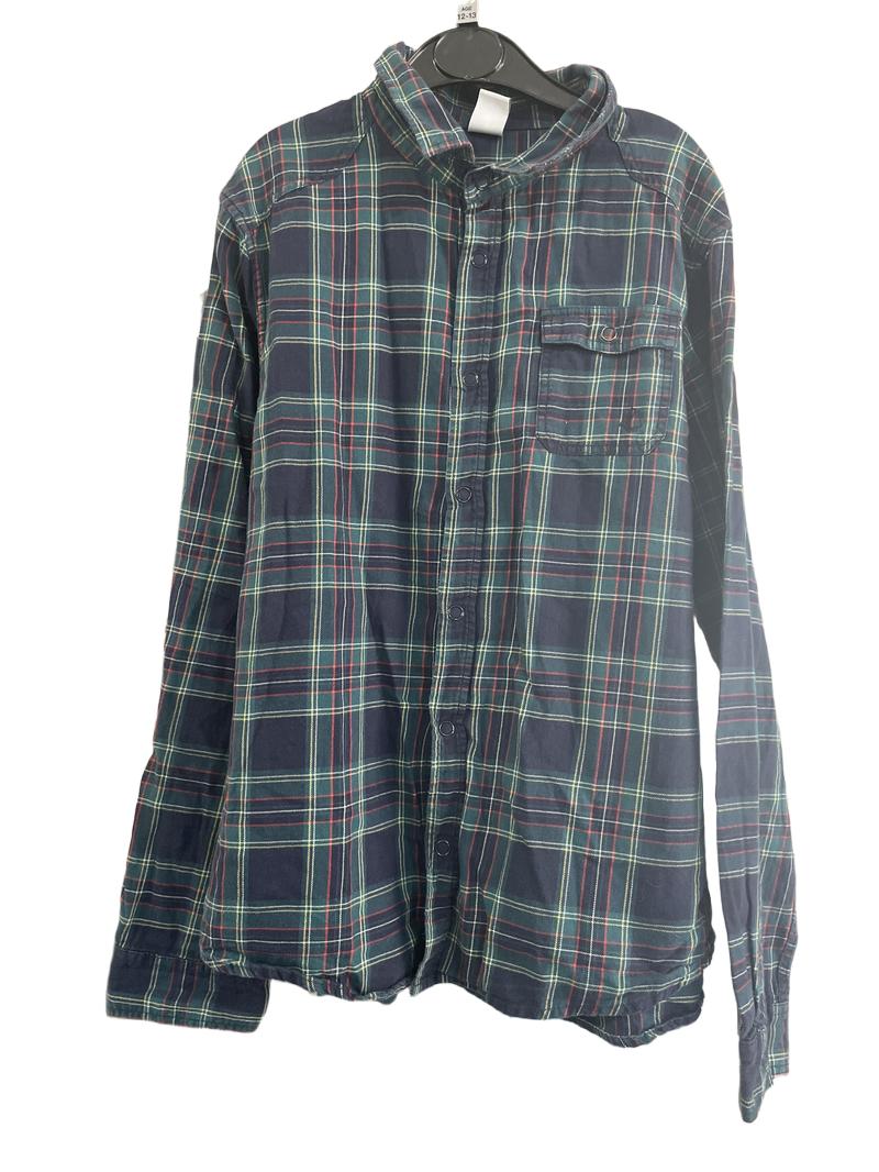 Preloved Petit Bateau - Blue Green Red Check Long-sleeved Shirt (12-13y)