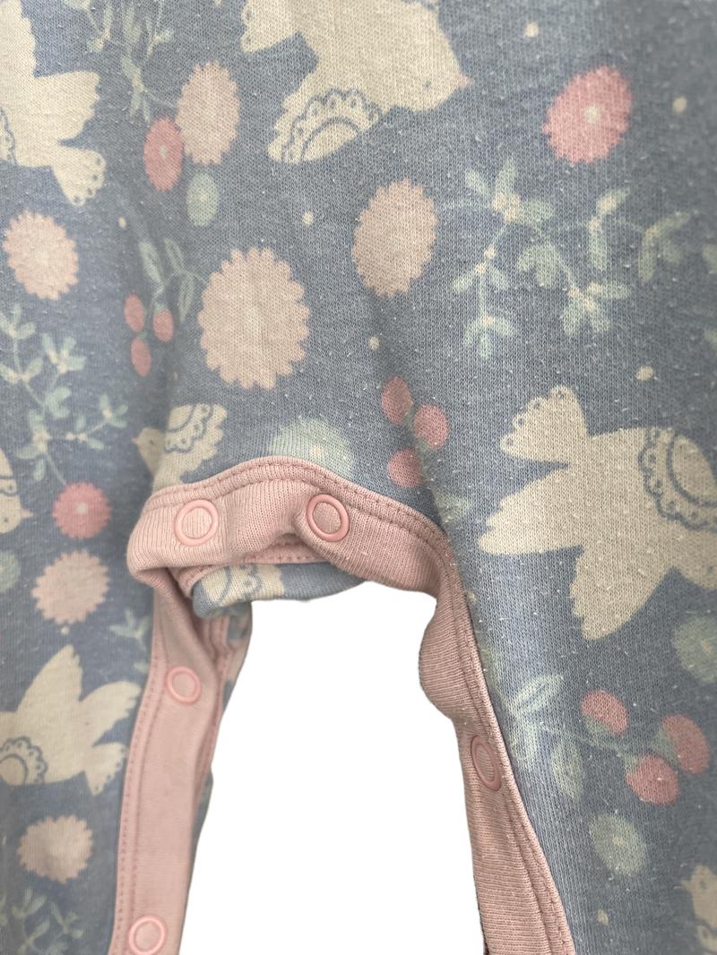Preloved John Lewis - Blue Bird Floral Print Onesie Romper (18-24m)