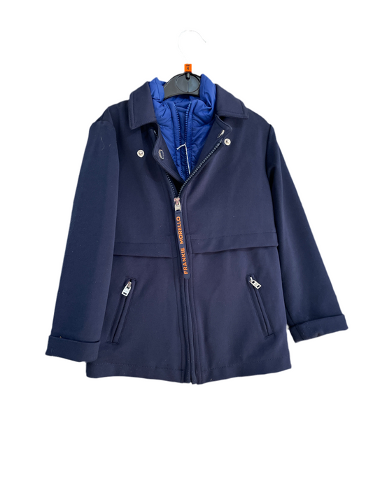 Preloved Frankie Morello navy jacket with removable puffer vest 4y