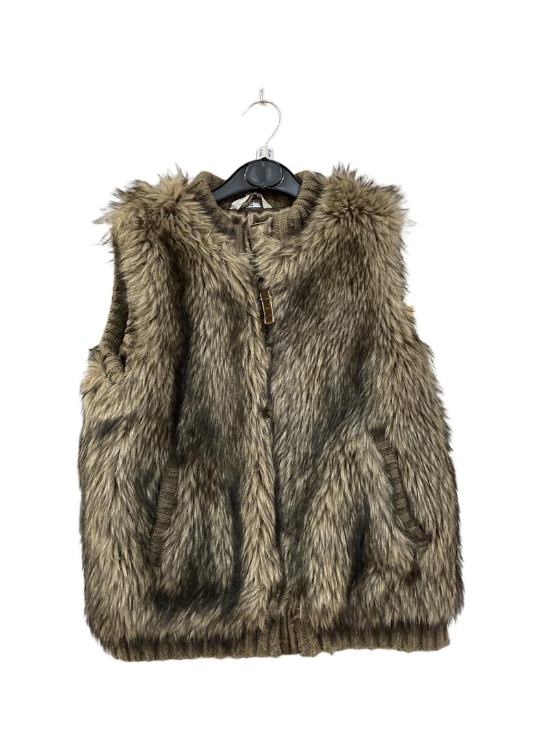 Preloved John Lewis - Top - Brown Black Faux Fur Vest Gilet Tank (9-10y)