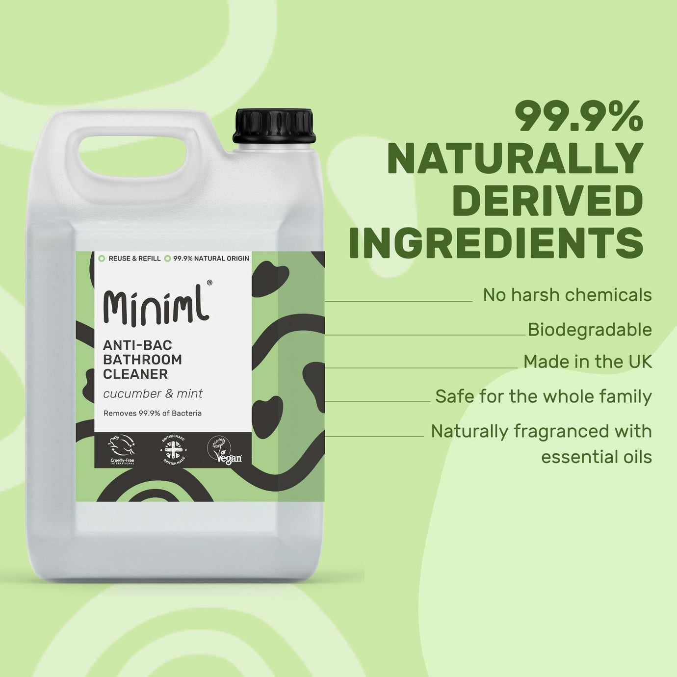 Miniml Anti-Bac Bathroom Cleaner, Cucumber + Mint REFILL (per 10 ml)