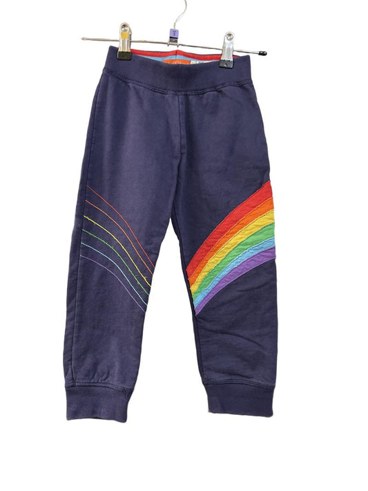 Preloved Little Bird - Trousers - Navy Joggers With Rainbow Applique And Embroidery (3-4y)