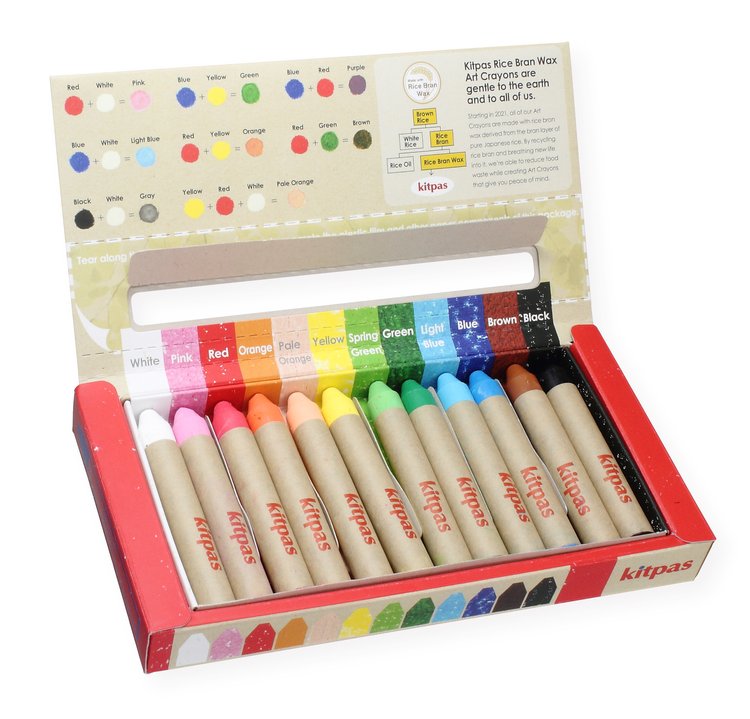 Kitpas Rice Wax Crayon Medium 12 Colours