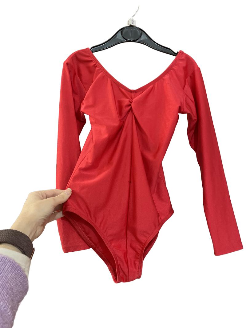 Preloved Roch Valley - Sports - Red Long-sleeved Ballet Leotard, Size 2 (9-10y)