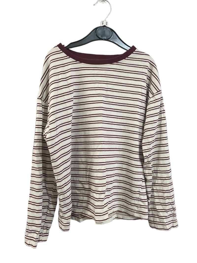 Preloved John Lewis - Top - Maroon And White Stripe Long-sleeved Shirt (9-10y)