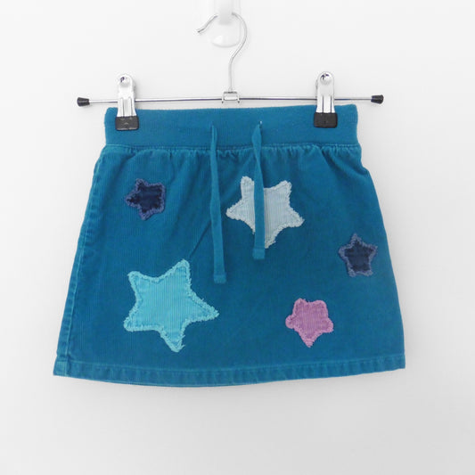 Boden Blue Cord Skirt with Stars 2-3y