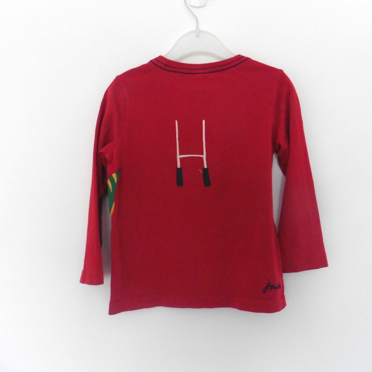 Joules Red Long Sleeve Top with Dinosaur 2y
