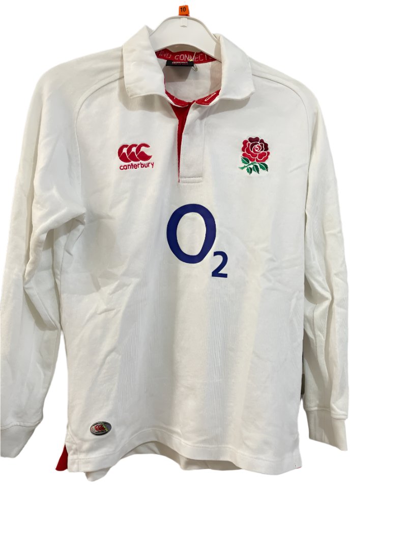 Preloved Canterbury - Top - White O2 England Long-sleeved Rugby Shirt (10-11)