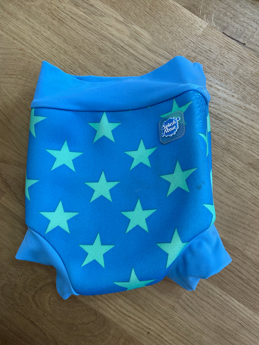Preloved Splash About - Accessories - Swim Diaper Nappy Cover Blue With Green Stars, Small (Small)