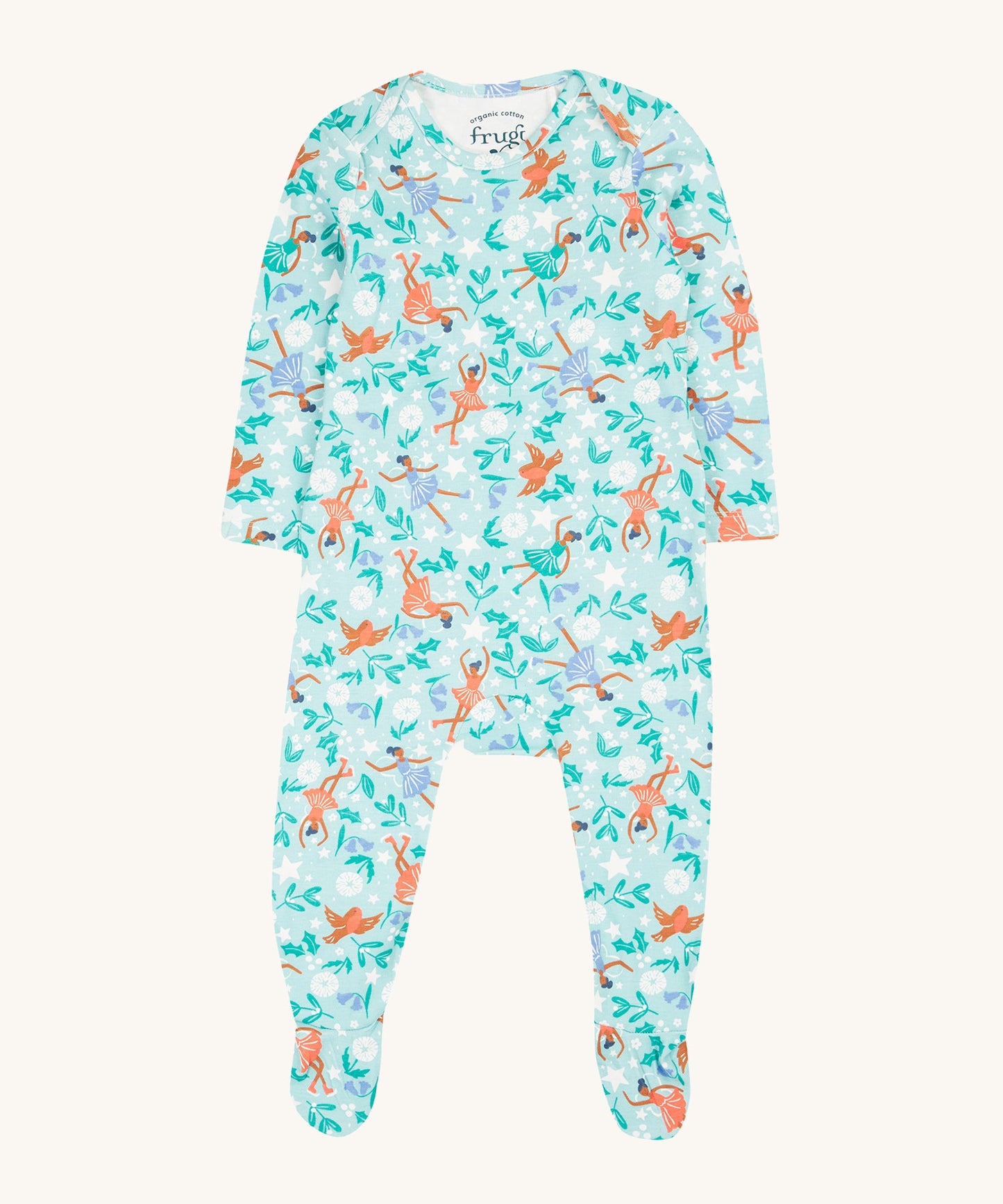 Frugi Easy Dressing Printed Babygrow, Glacier Enchanted Forest