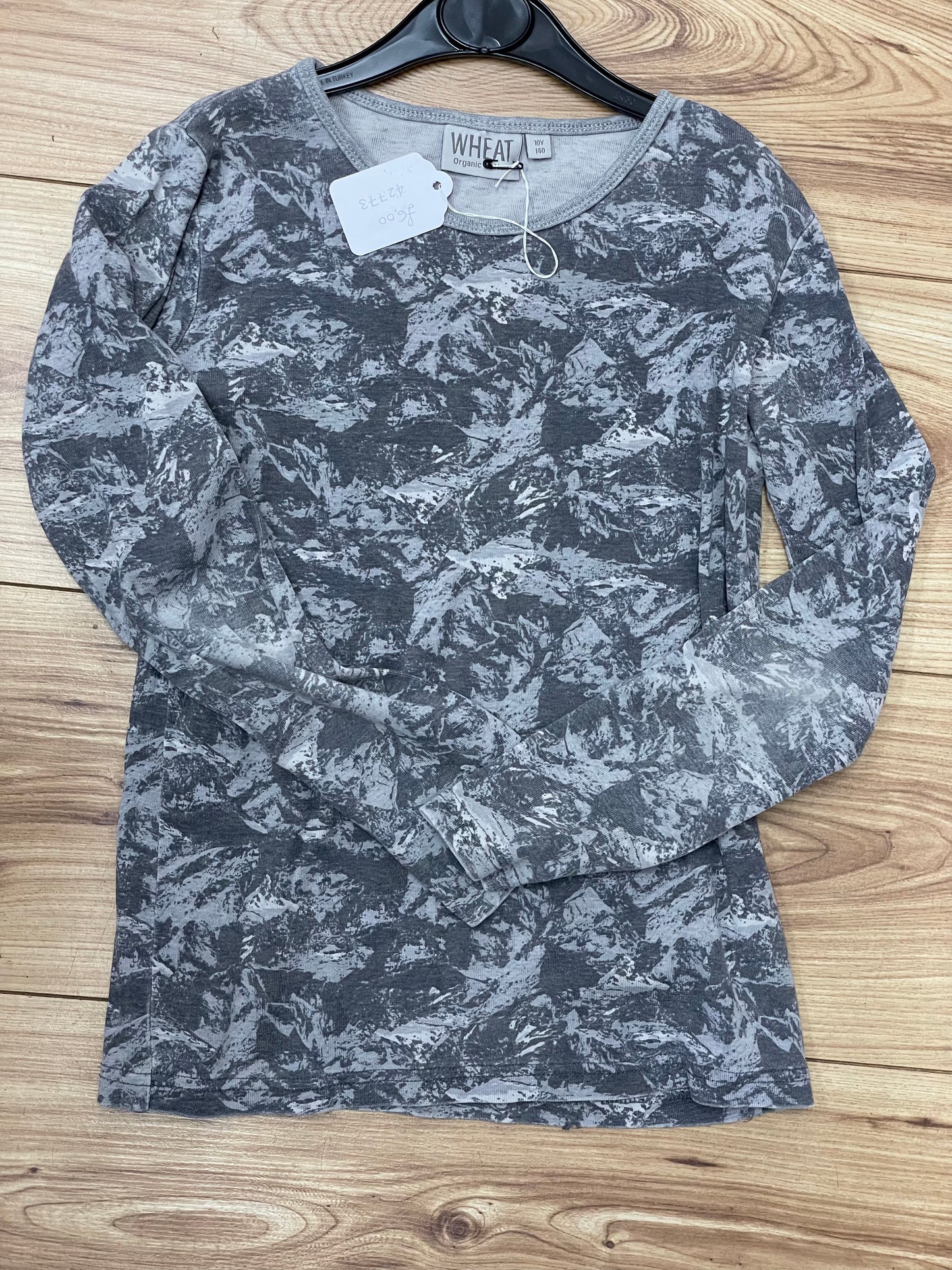 Preloved WHEAT LS grey camo shirt 10y