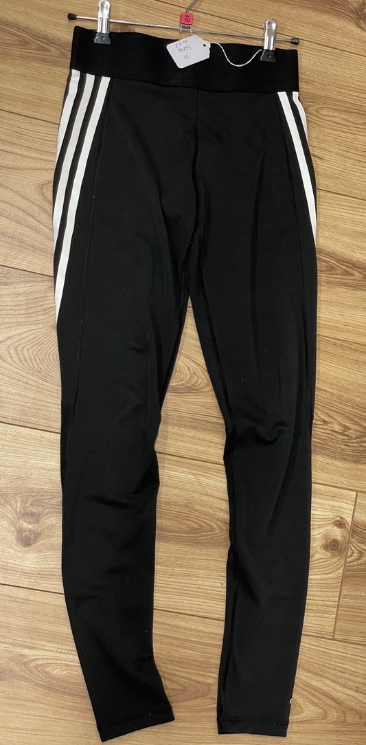 Adidas black leggings white stripe XS