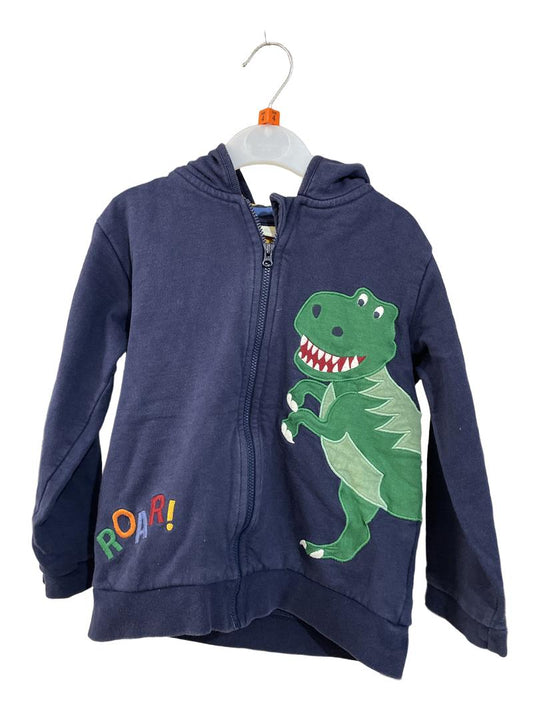 Preloved Jojo Maman Bebe - Top - Navy Zip Hoodie With Dinosaur Applique (4-5y)