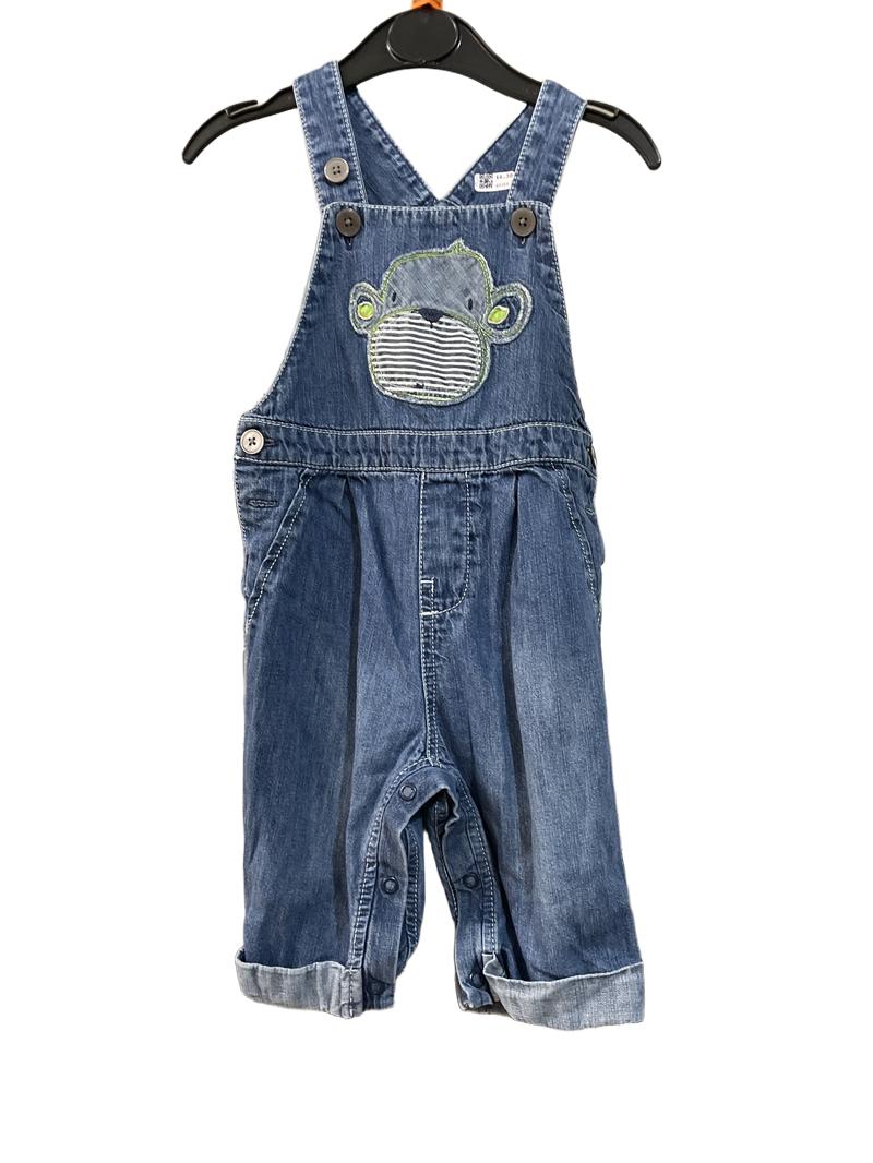 Preloved Next - Dungarees - Denim Dungarees With Monkey Applique (9-12m)