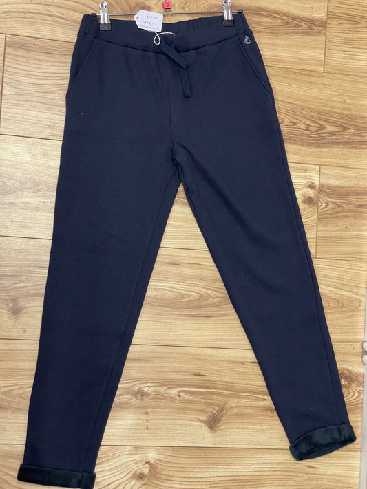 Petit Bateau navy fleece lined joggers 12y