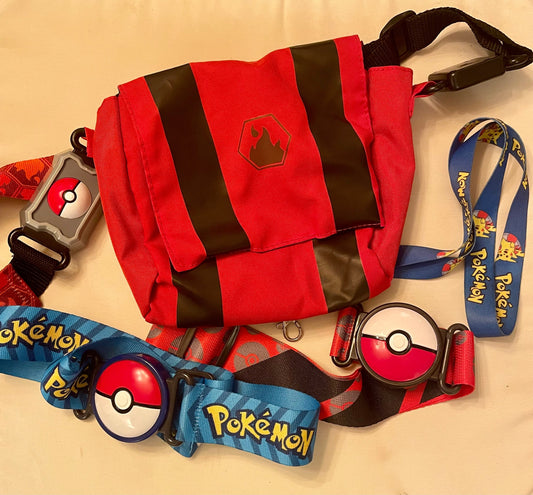 Pokemon trainer kit - carry case, Clip N Go belts, and lanyard bundle