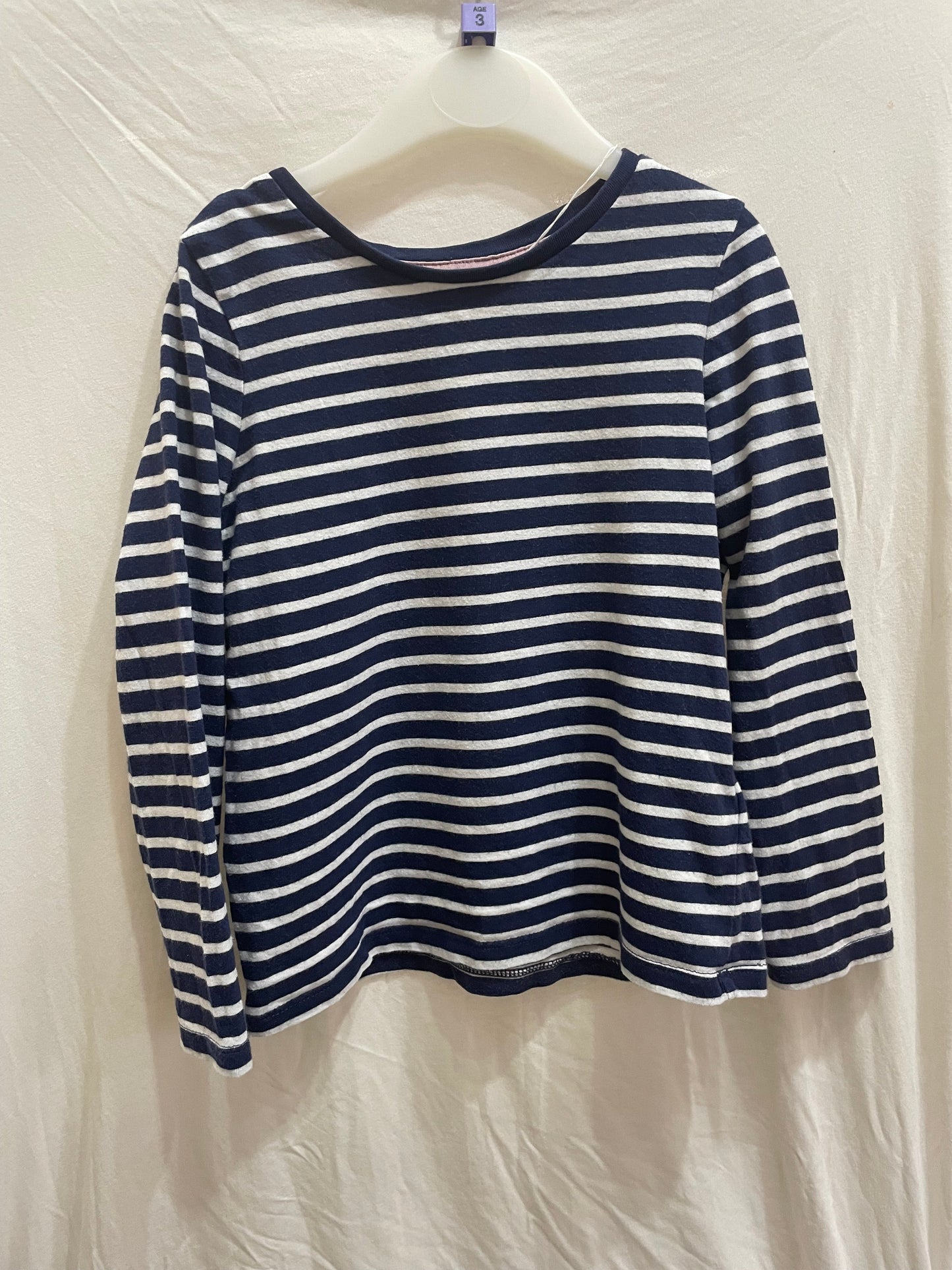 Preloved Marks & Spencer navy white stripe LS shirt 3-4y