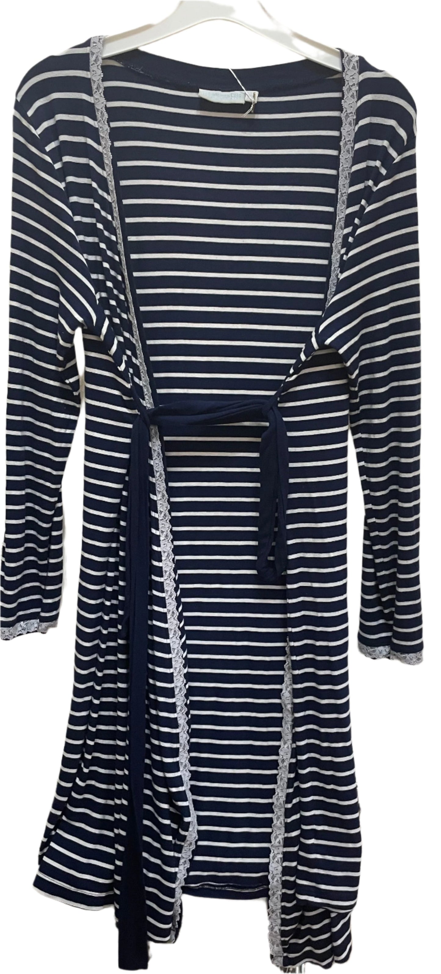 Preloved Jojo Maman Bebe maternity Navy white striped dressing gown robe S