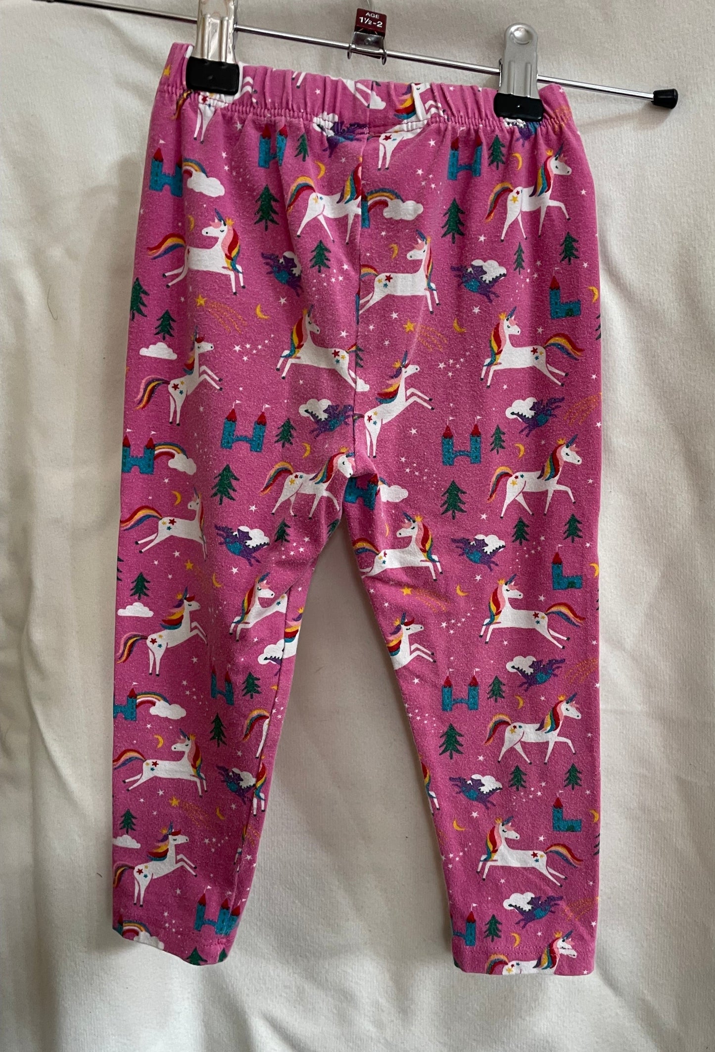 Preloved Frugi pink unicorn leggings 18-24m