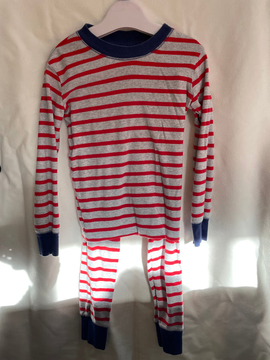 Preloved Mini boden red gray stripe pajama set 6y