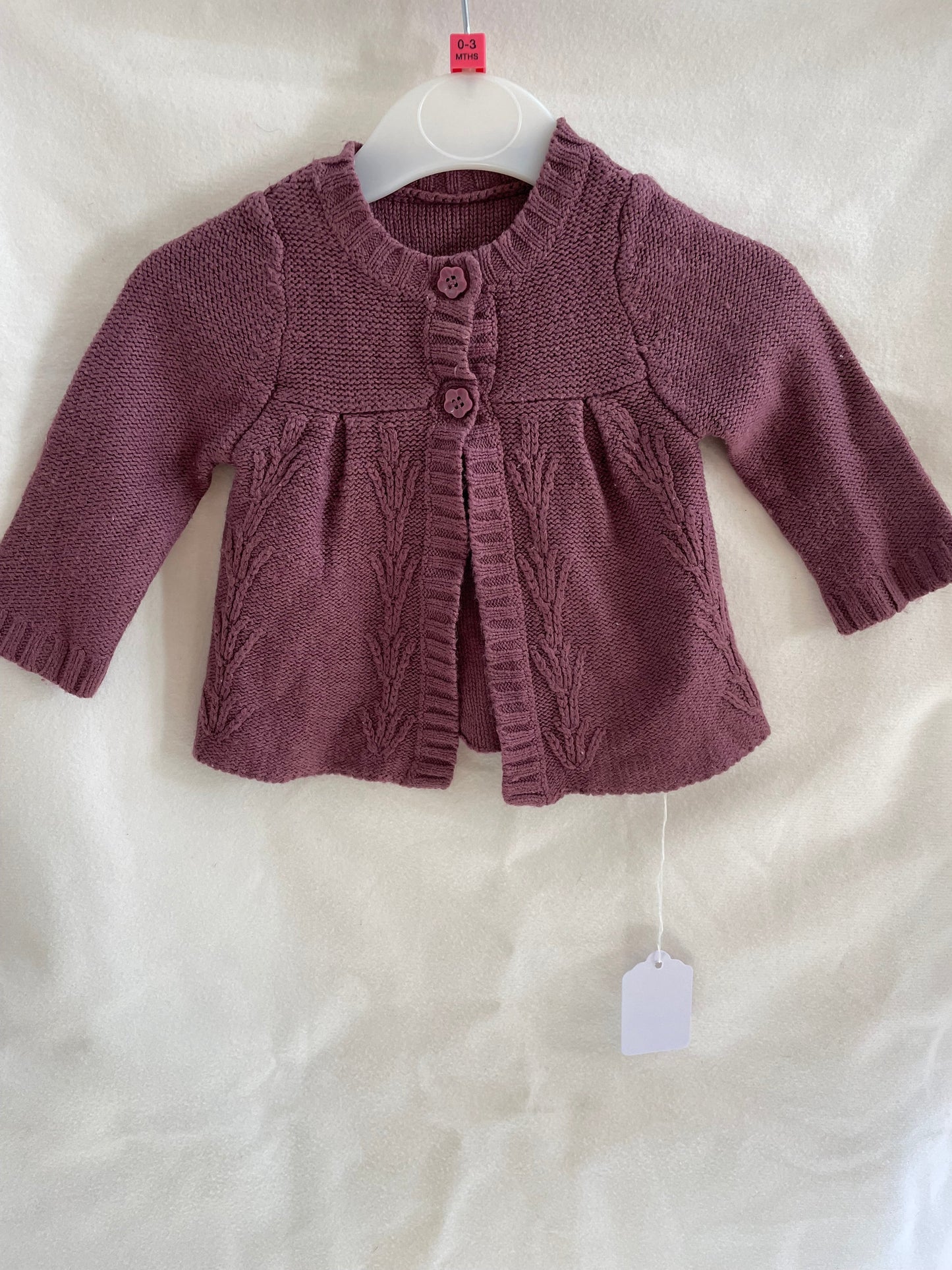 Preloved Mothercare plum knit cardigan 0-3m