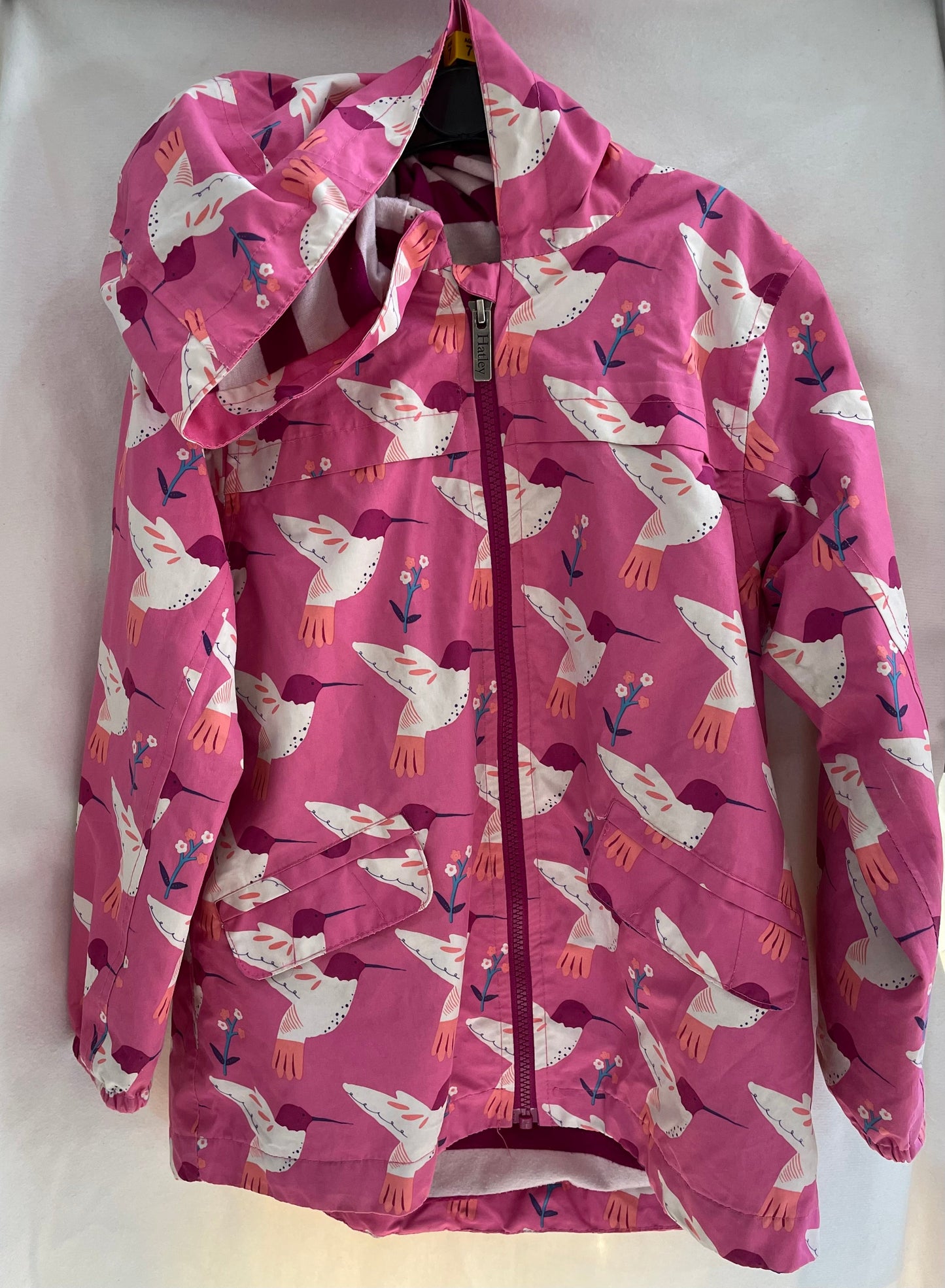 Preloved Hatley pink bird jacket 7y