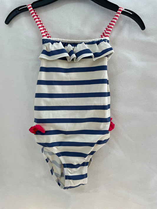 Preloved Zara baby navy white stripe swimsuit girl 2-3y