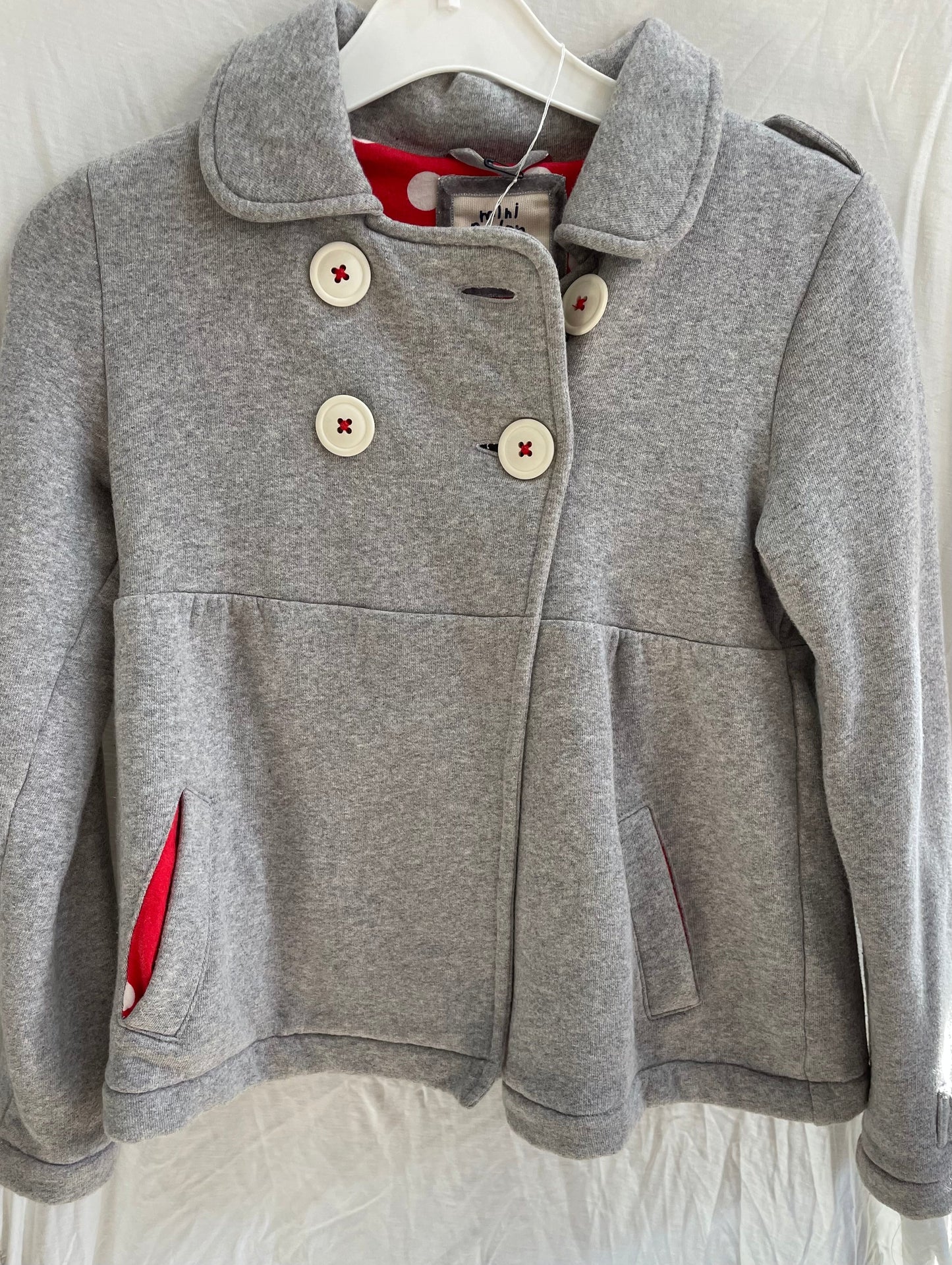 Preloved Mini Boden gray peplum jersey jacket cardigan with buttons 9-10y