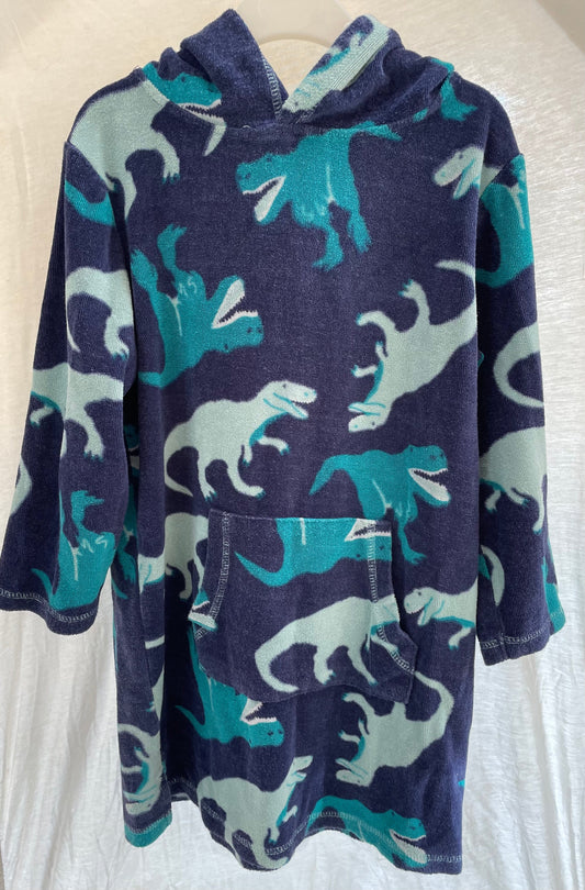 Preloved John Lewis Navy dinosaur towel robe 5-6y