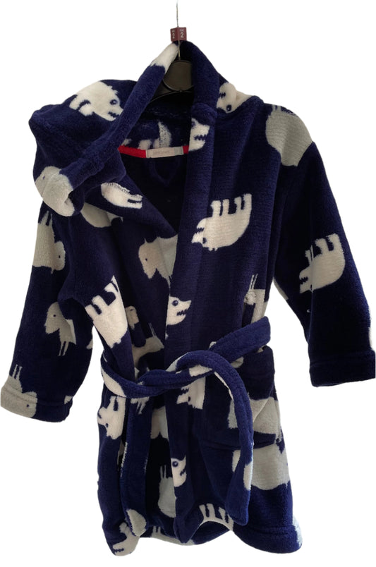 Preloved John Lewis navy buffalo bear fleece dressing gown 2y