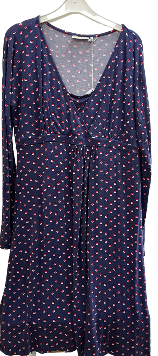 Preloved Jojo Maman Bebe navy red white dot LS nursing dress, M