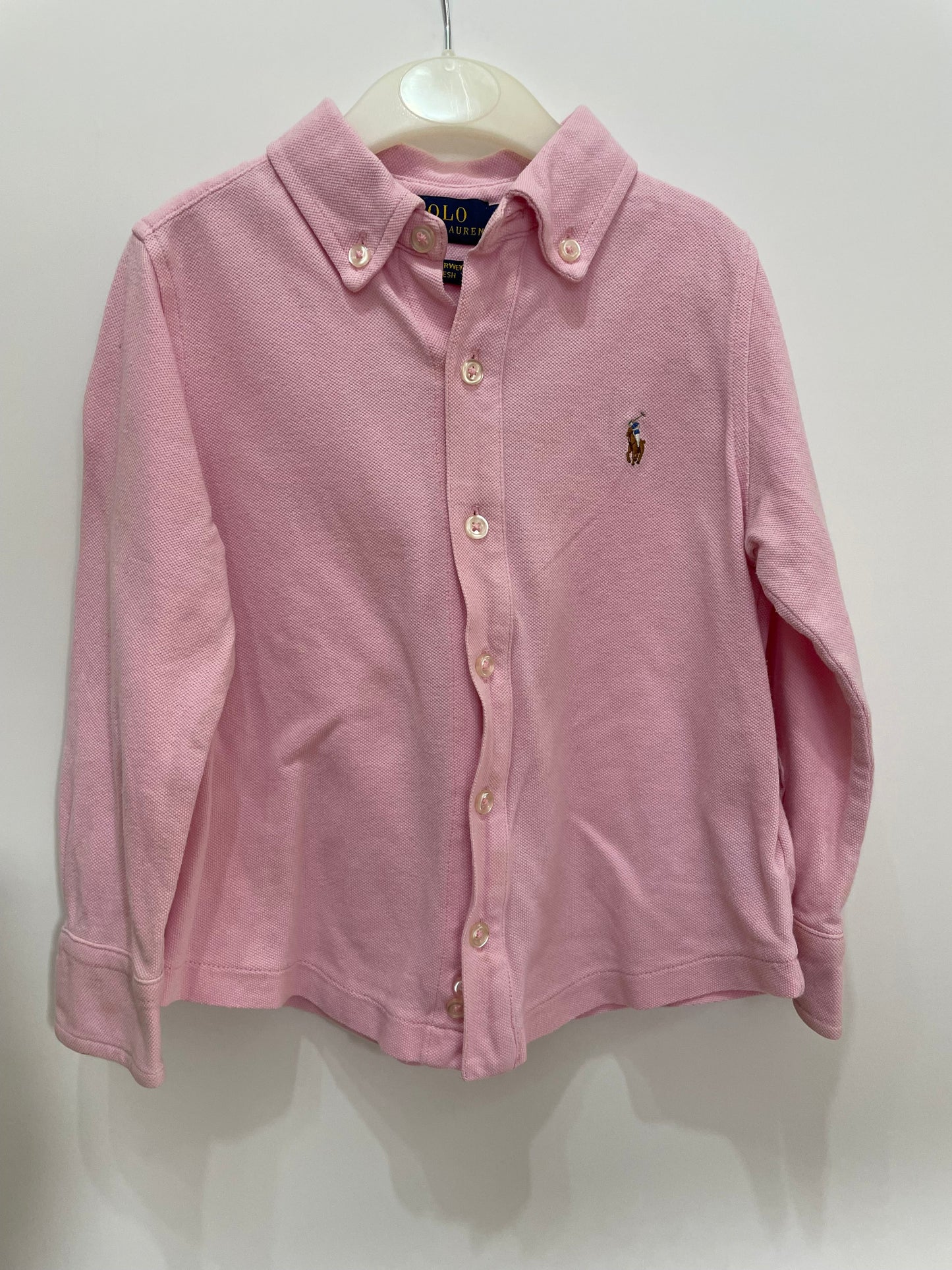 Preloved Polo Ralph Lauren pink LS polo shirt 3y