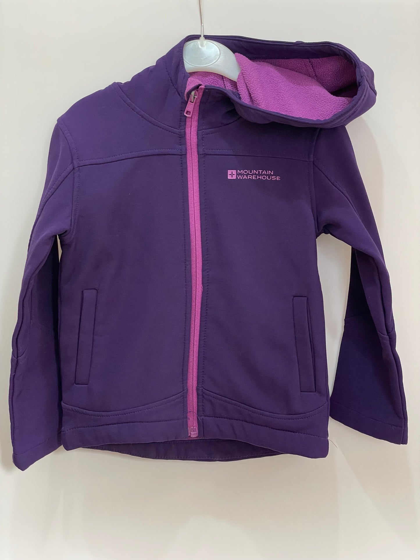 Preloved Mountain Warehouse purple softshell fleece-lined jacket 3-4y