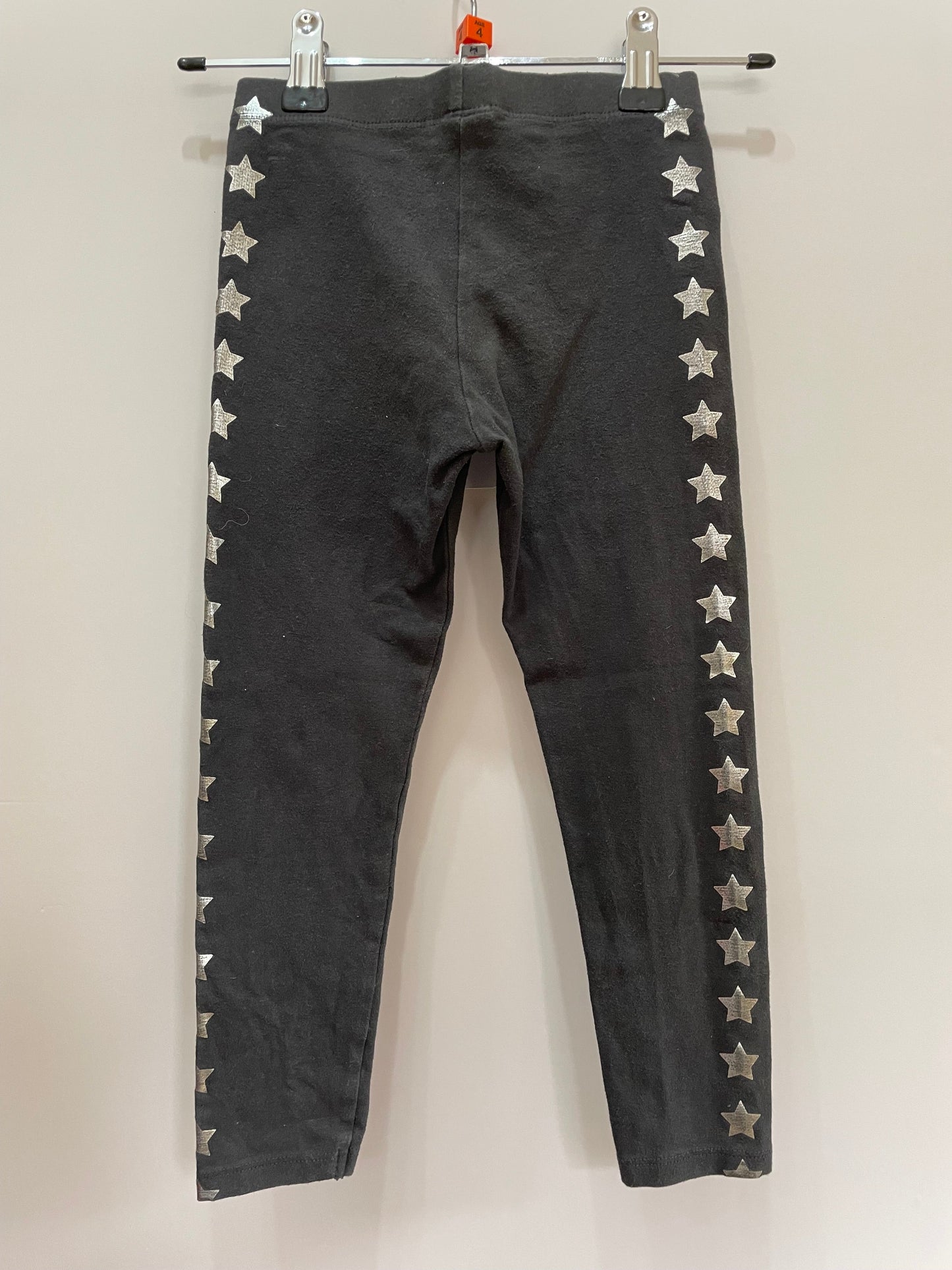 Preloved Marks & Spencer gray leggings silver stars 4-5y