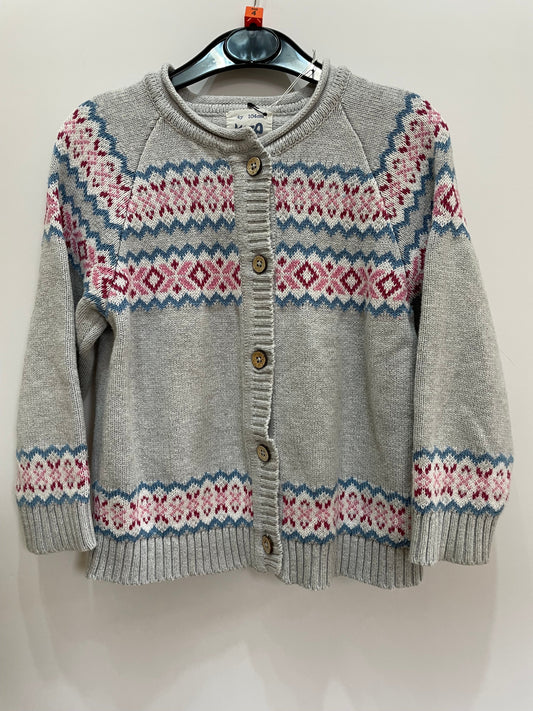 Preloved Kite gray pink blue fair isle cardigan knit 4y