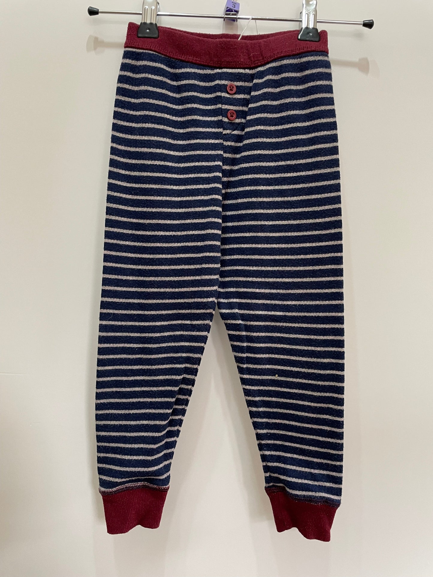 Preloved Marks & Spencer thermals navy gray stripe 3-4y