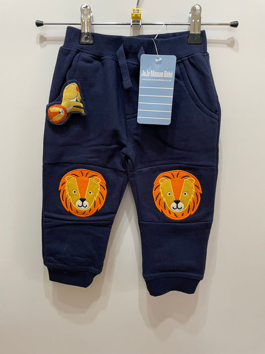 Preloved Jojo Maman Bebe navy lion joggers, NEW with tags 6-12m