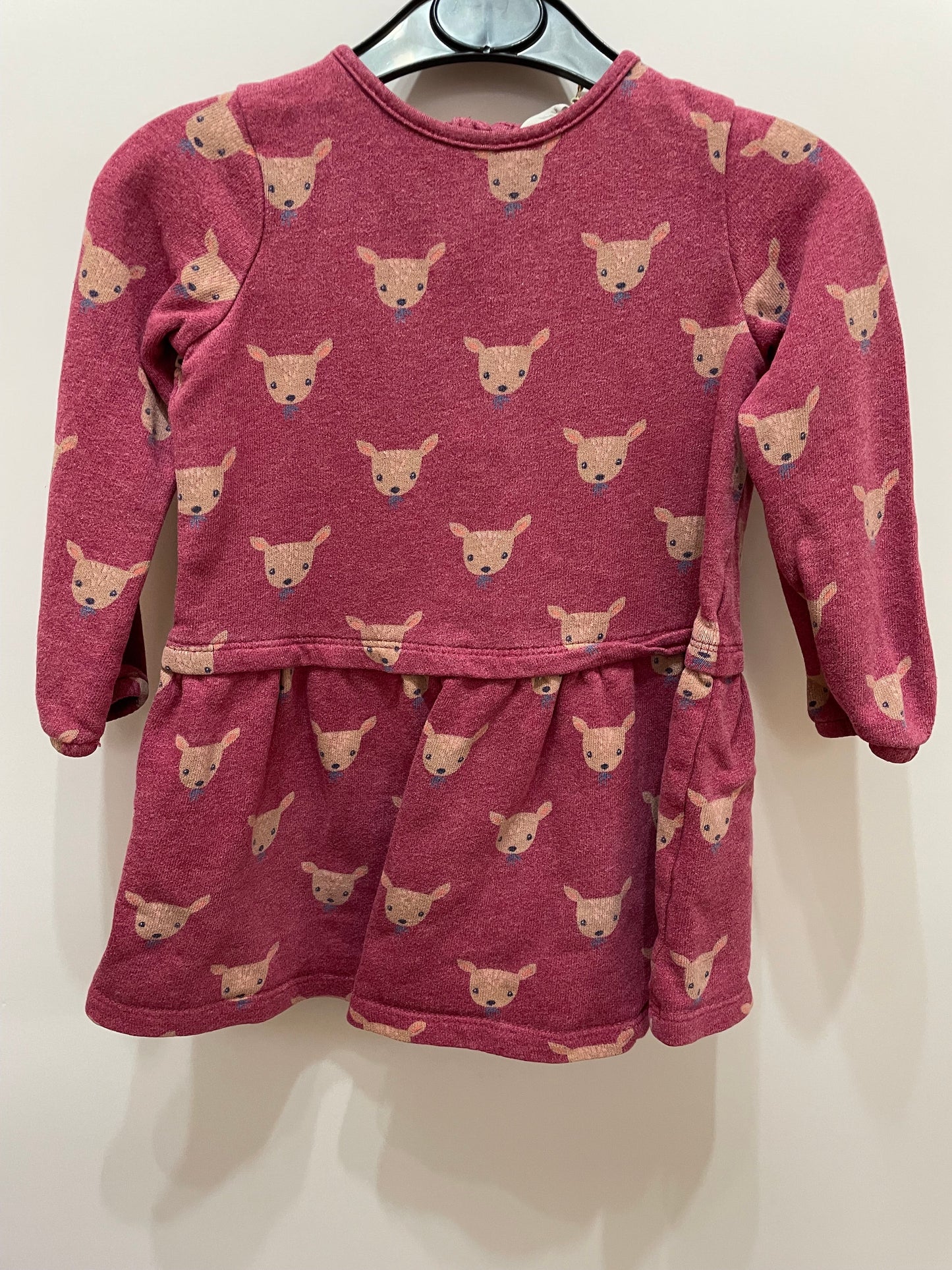 Preloved John Lewis red deer print jersey dress 12-18m