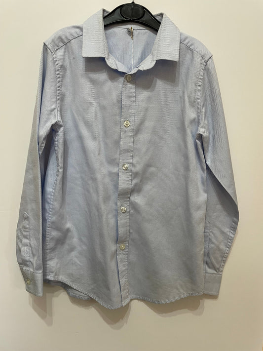 Preloved Marks & Spencer Blue button down LS shirt, 8-9y