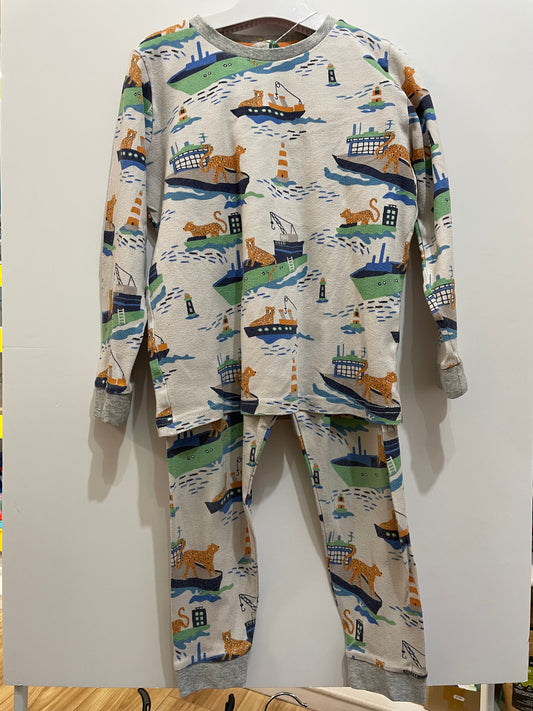 John Lewis printed cheetah boat pajamas 6y