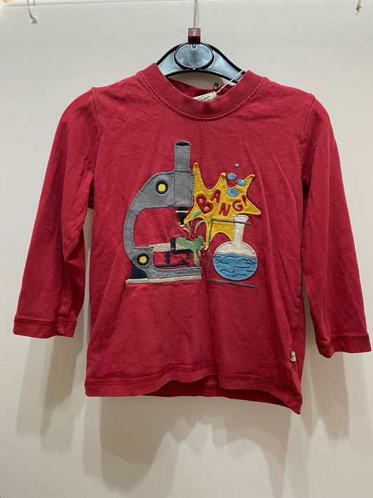 Frugi red microscope BANG! applique LS top, 2-3y