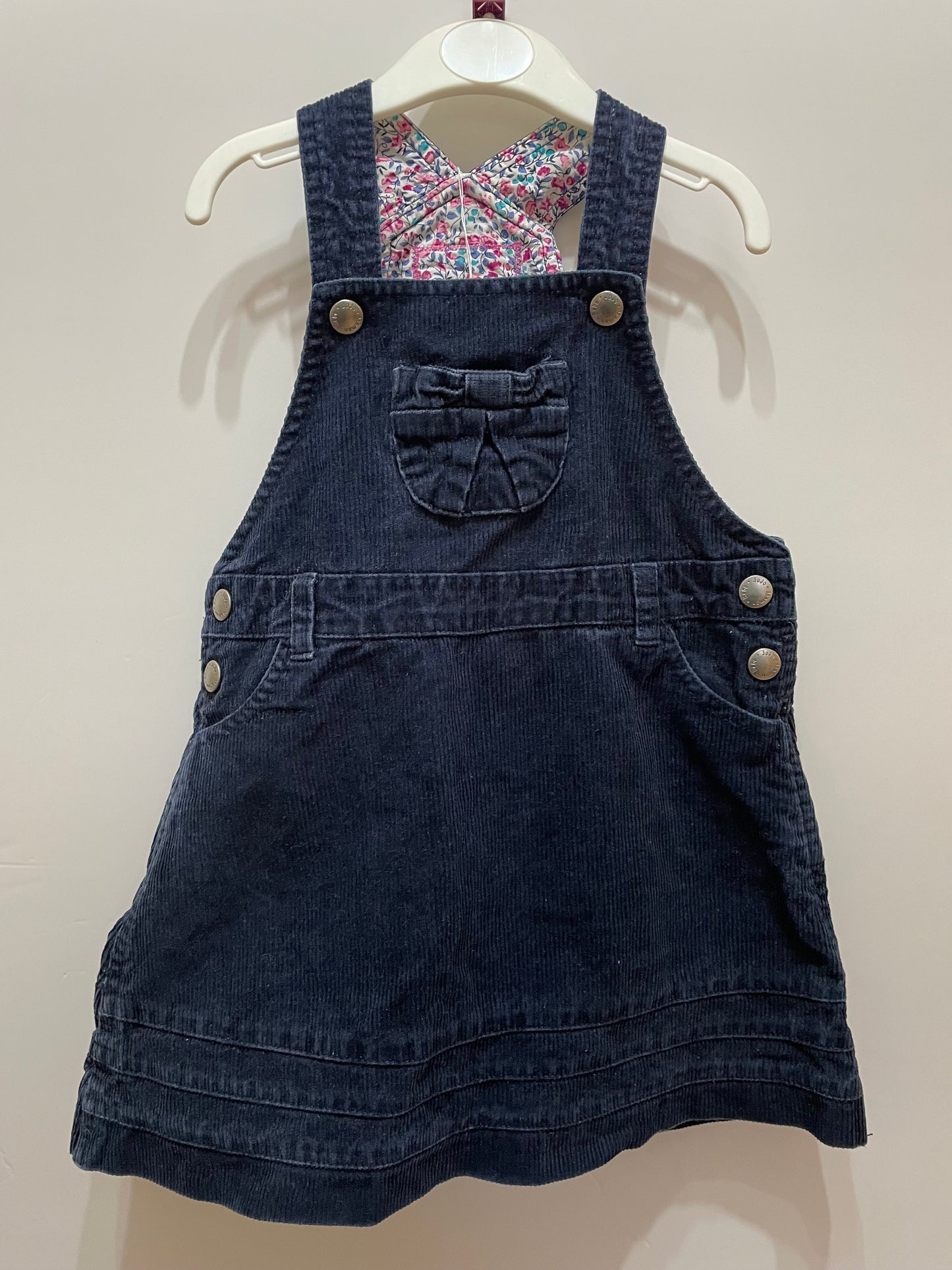 Jojo Maman Bebe navy corduroy pinafore 2-3y