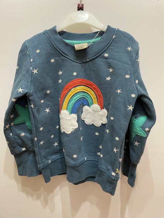 Frugi blue rainbow sweatshirt, 2-3y