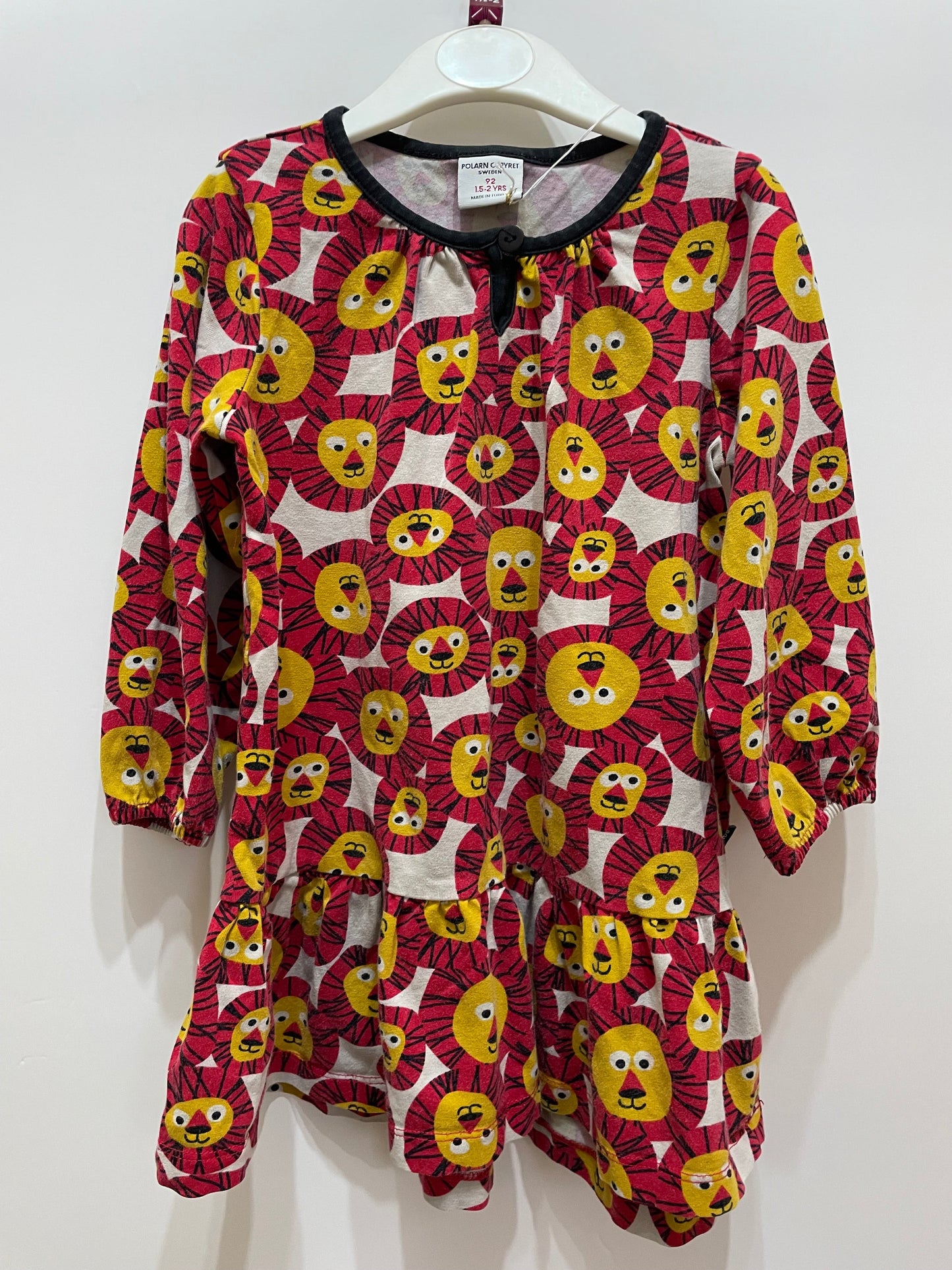 Polarn O. Pyret red and yellow lion dress, 18-24m