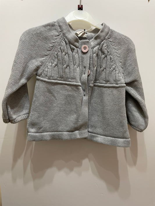 Frugi gray cable knit cardigan 2-3y