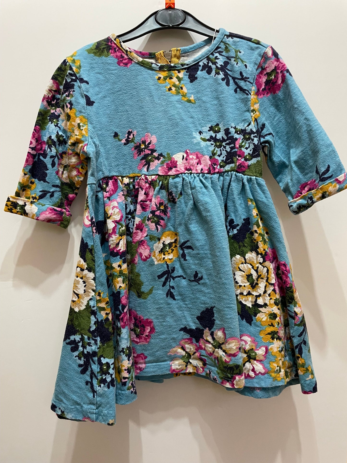 Joules blue flower print skater dress, 4y