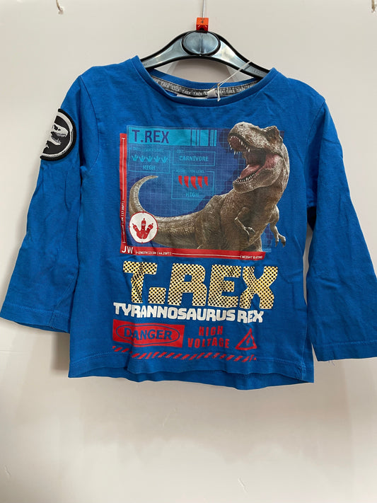 Preloved Jurassic World blue T Rex LS shirt, 4y